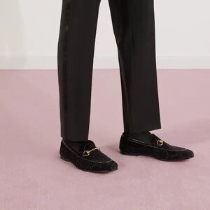 Gucci Jordaan GG Men's Black Velvet Loafers